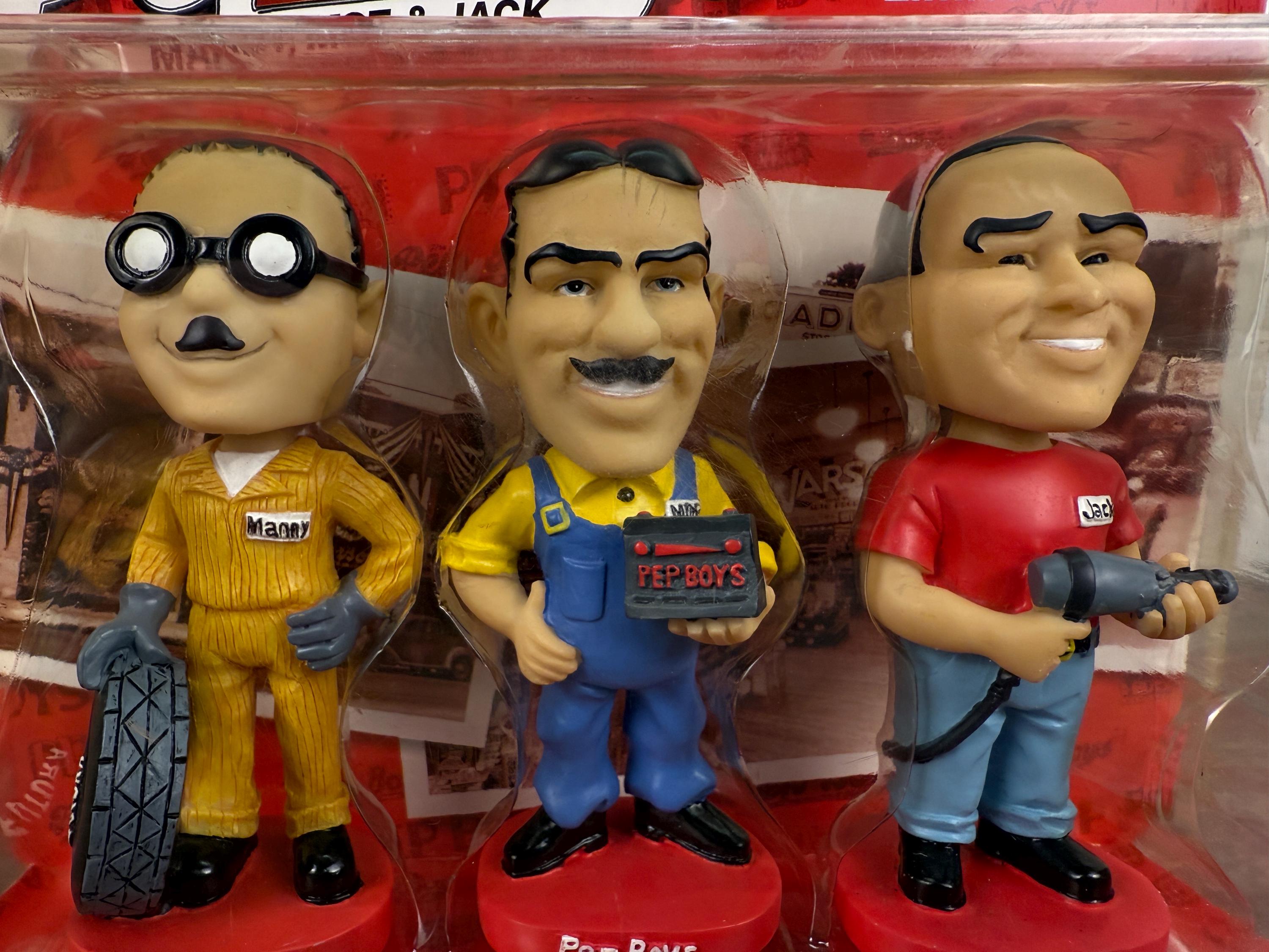 Pep Boys Manny Moe Jack Bobbleheads Limited Edition Collectible