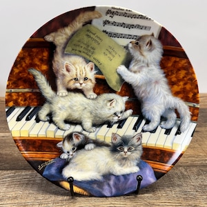 Bradford Exchange Litter Rascals Vintage Collector Plate Wall Decor &quot;Making Music&quot; Kittens Playing