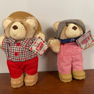 1986 Furskin Bears Lot of 2 – 6&quot;-7&quot; Wendy’s Vintage Plush Teddy Bears – Promo Collectible Toys – Appalachian Furskins