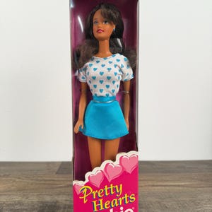 barbie blue and white heart dress Barbie x Unique Vintage Red Hearts Loving You Swing Dress XL/14-16