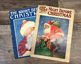 Vintage "The Night Before Christmas" Book Set: 1930s Art Deco Saalfield Edition