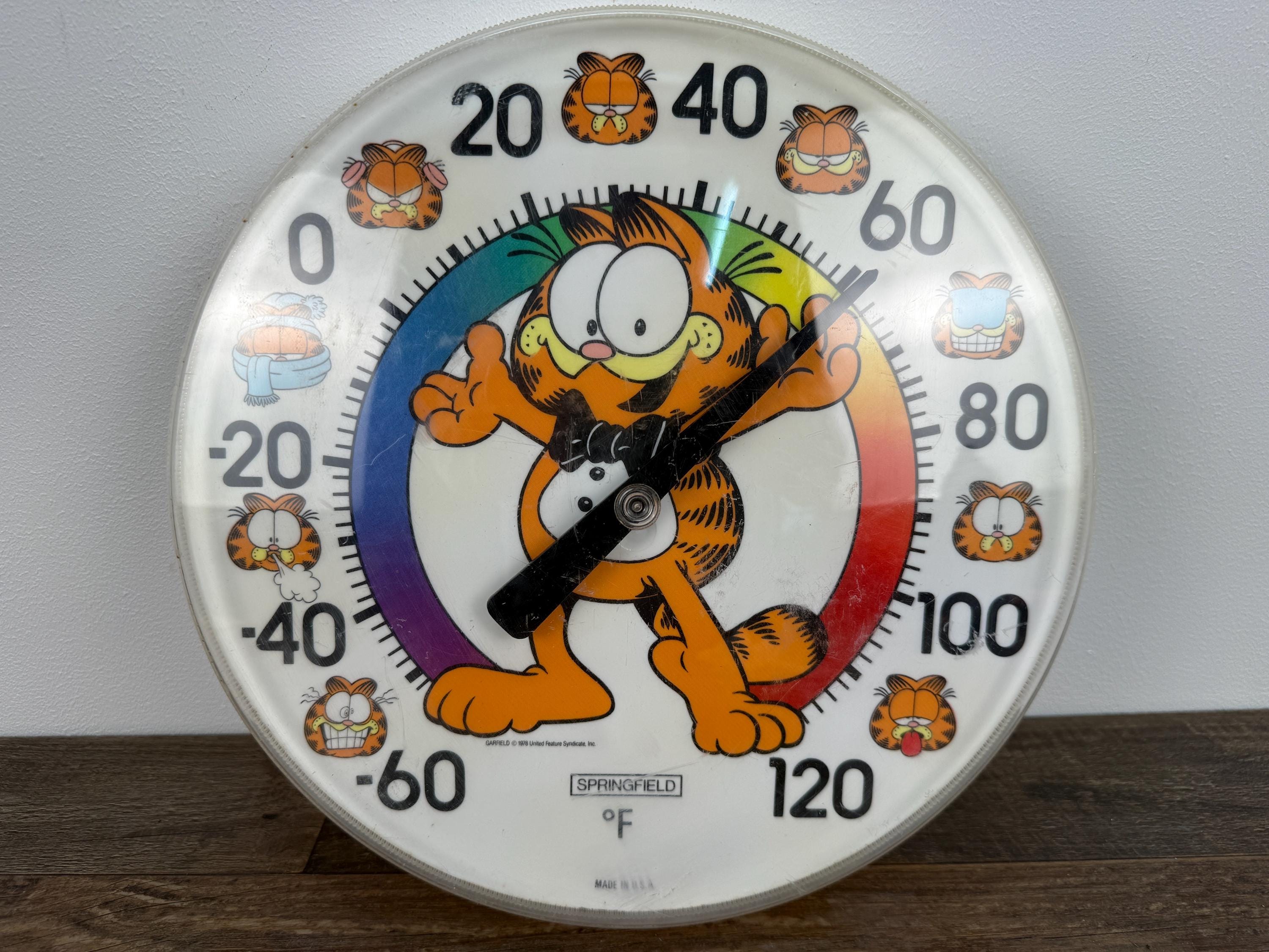 Springfield Instruments Vintage 1978 Garfield Thermometer 12 Inch Round Wall Decor Springfield ...