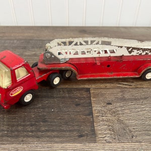 Tiny Tonka Fire Truck 1970s Vintage Tonka Semi Aerial Ladder Steel Toy Truck Classic Metal Rescue Toy