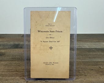 Vintage Wisconsin State Prison Pamphlet 1920s–1930s Historical Ephemera Collectible