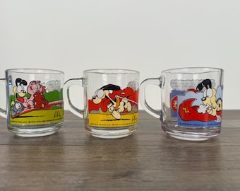 Vintage Garfield McDonalds Glass Cups Mugs 1978 1980 Set of 3 Collectible