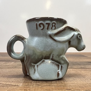 Vintage 1978 Frankoma Pottery Democratic Donkey Coffee Mug – 4" DEM Political Collectible