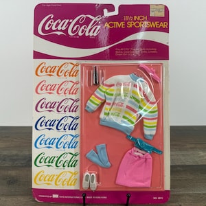 Vintage Coca Cola Clothes For Barbie Sidney Lindsey Dream Girl USA Active Sportswear BBI Toys 1986 Hong Kong For 11 1/2 Dolls