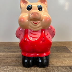 Vintage Ceramic Piggy Bank Made in Taiwan – Retro Coin Bank Home Decor – 1970s/1980s Pottery Savings Bank Cute Animal Figurine