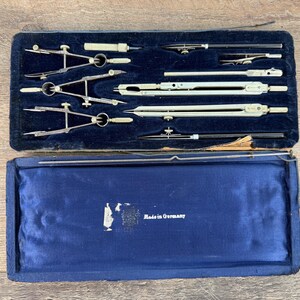 Vintage TEC Drafting Set Germany 1940s 1950s Engineering Drawing Tools
