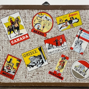 Ohio Art Metal Lunch Box World Travel Stickers Theme Countries Vintage