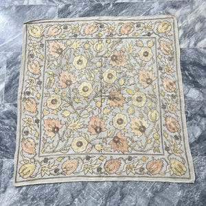 Antique Ottoman Turkish textile  Hand woven Cotton cloth Silk  embroidered floral pattern Home decor Advent Gift for love Embroidery 90x85Cm