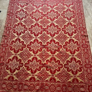 Antique Red/Beige Jacquard Coverlet Hand woven bedspread 225 x 180 cm Same as Picture Sale
