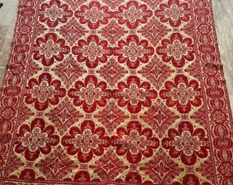 Antique Red/Beige Jacquard Coverlet Hand woven bedspread 225 x 180 cm Same as Picture Sale