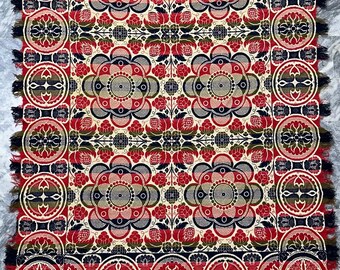 Antique Red/Beige Jacquard Coverlet Hand woven bedspread Home Decor 235 x 200 cm Same as Picture Sale Advent Gift
