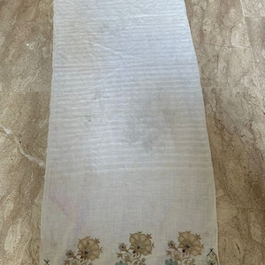 Ottoman Turkish antique textile Hand woven silk cloth embroidered silk thread floral pattern textile, Turkish textile Home decor 145 x 40 cm