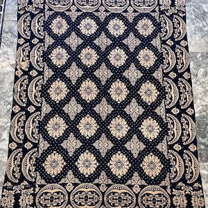 Antique Red/Blue Jacquard Coverlet Hand woven bedspread 1840c Joseph Schnee  240 x 190 cm Same as Picture Sale