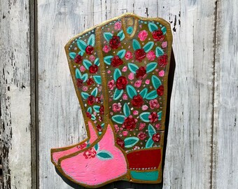 Cowboy boots painting wood  cutout