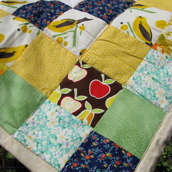 summer birds baby quilt  ...FREE SHIPPING