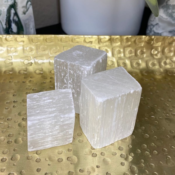 Satin Spar Selenite Raw Cube