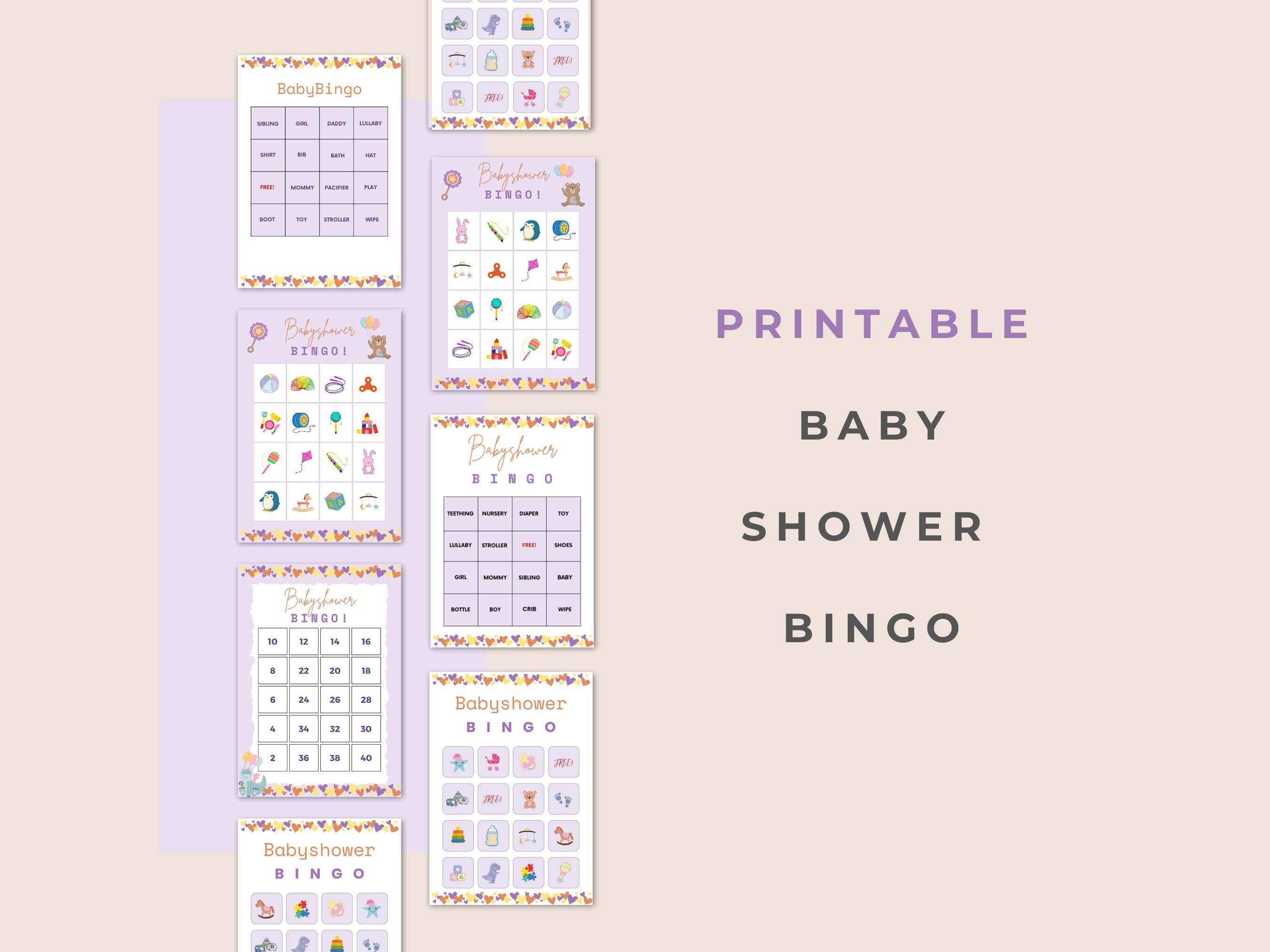 Baby Shower Bingo Game Cards Printable Activity Instant Download Baby ...