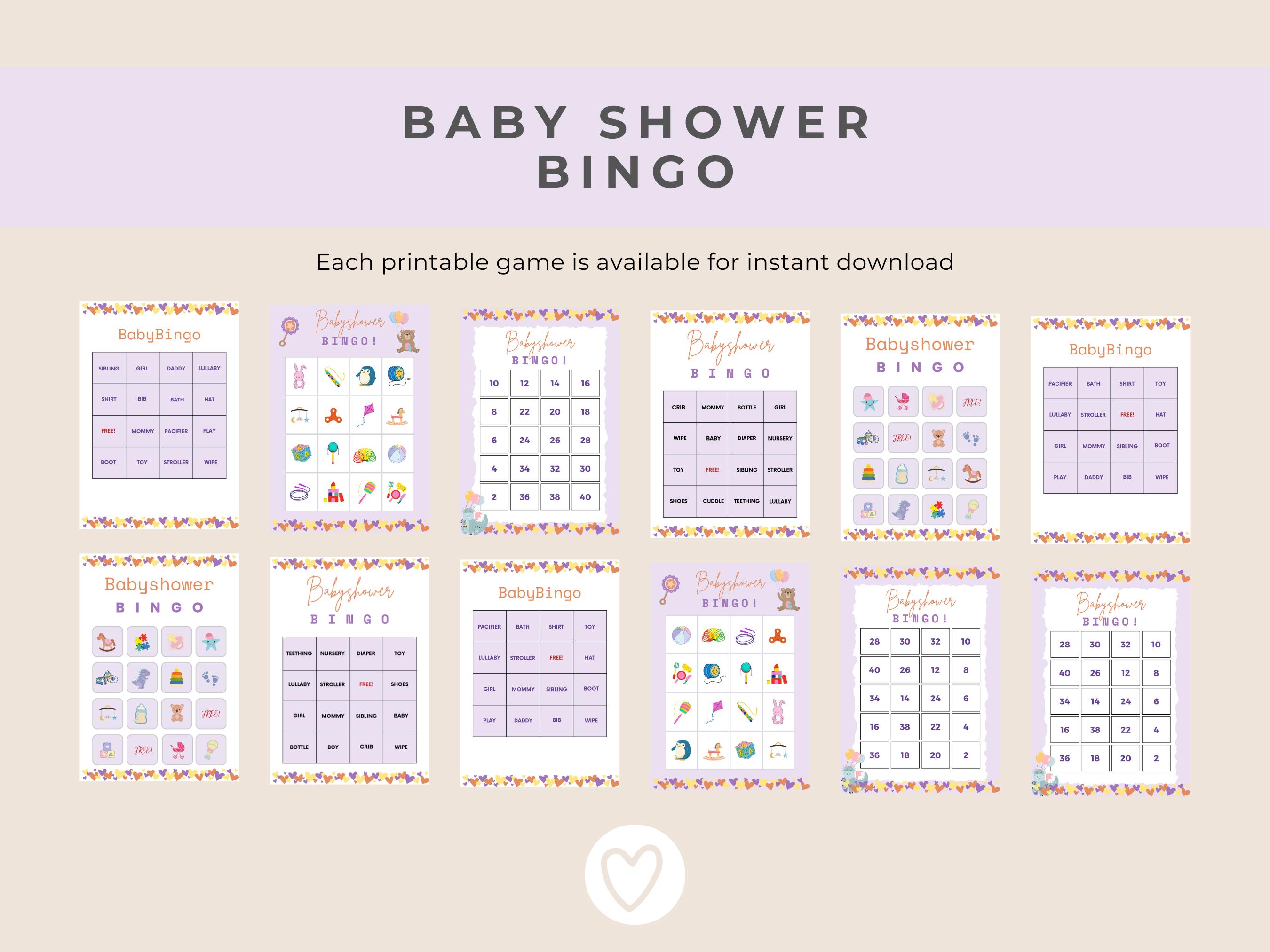 Baby Shower Bingo Game Cards Printable Activity Instant Download Baby ...