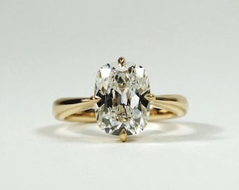 3 CT Vintage Old Mine Cushion Cut Moissanite Engagement Ring, Solitaire Moissanite Ring, Wedding Anniversary Ring, Compass Prong Setting