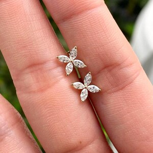 Marquise Cut Diamond Pendant Set, Marquise Lab Grown Diamond Earrings And Pendant Necklace, Flower Design Pendant Earrings, Anniversary Gift