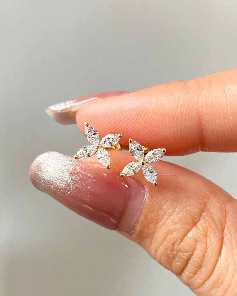 Marquise Cut Diamond Pendant Set, Marquise Lab Grown Diamond Earrings And Pendant Necklace, Flower Design Pendant Earrings, Anniversary Gift