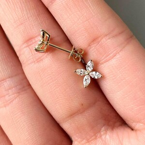 Marquise Cut Diamond Pendant Set, Marquise Lab Grown Diamond Earrings And Pendant Necklace, Flower Design Pendant Earrings, Anniversary Gift
