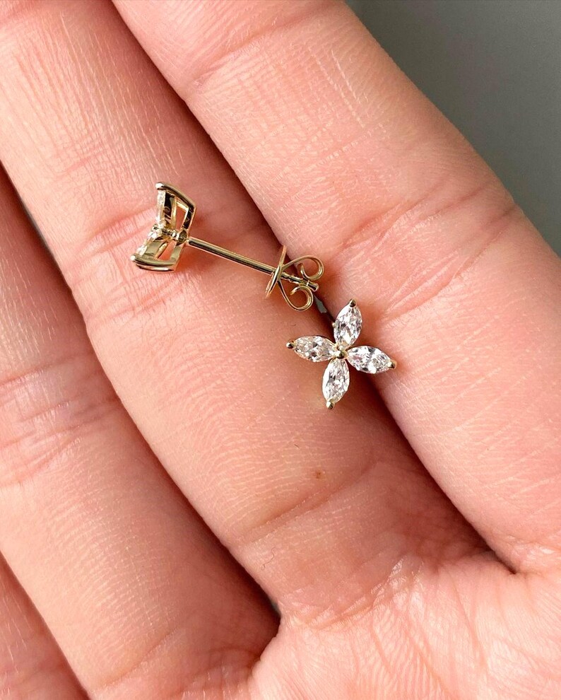 Marquise Cut Diamond Pendant Set, Marquise Lab Grown Diamond Earrings And Pendant Necklace, Flower Design Pendant Earrings, Anniversary Gift