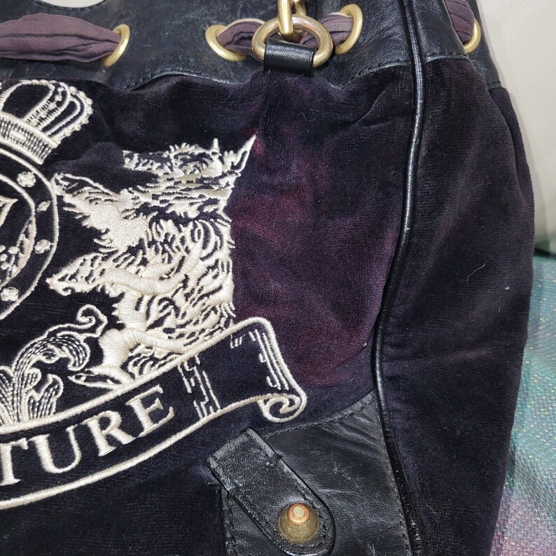 Vintage Y2K Juicy Couture Velour Bag Velvet Purse Daydreamer Scottie Dog Black image 10