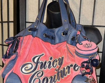 Juicy Couture roze blauw Daydreamer velure schoudertas portemonnee Vintage Y2K