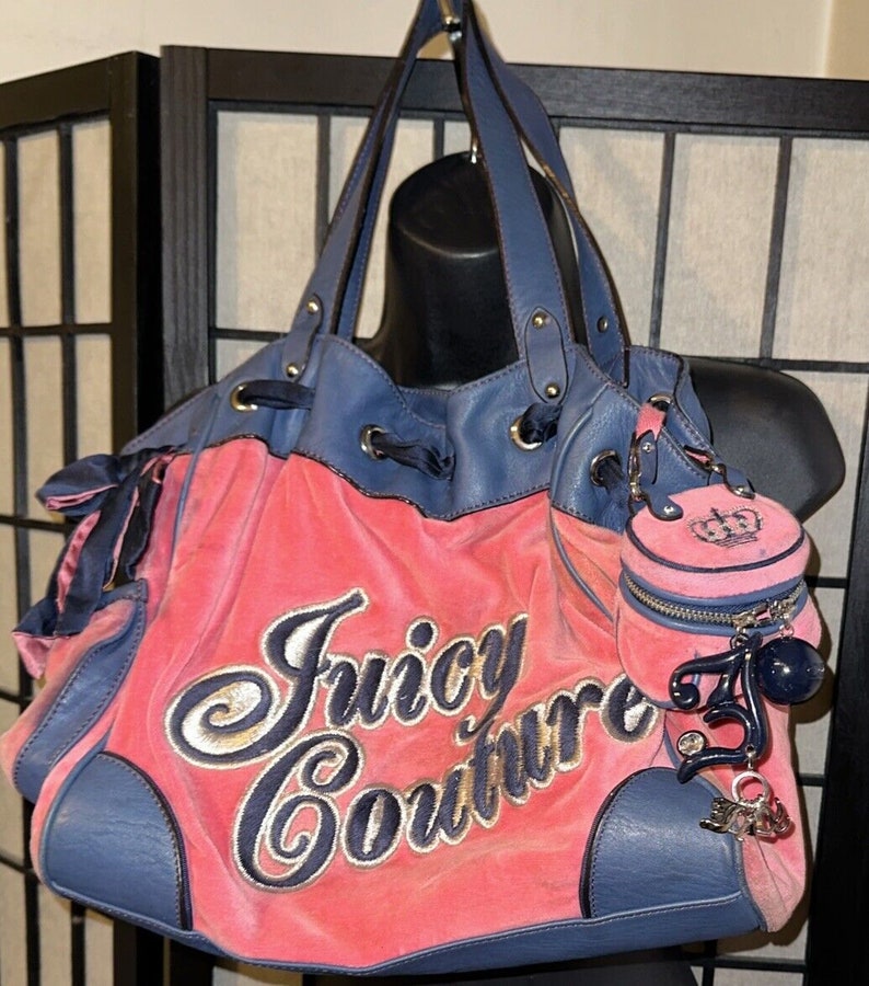 Juicy Couture Pink Blue Daydreamer Velure Shoulder Bag Coin Purse Vintage Y2K image 1