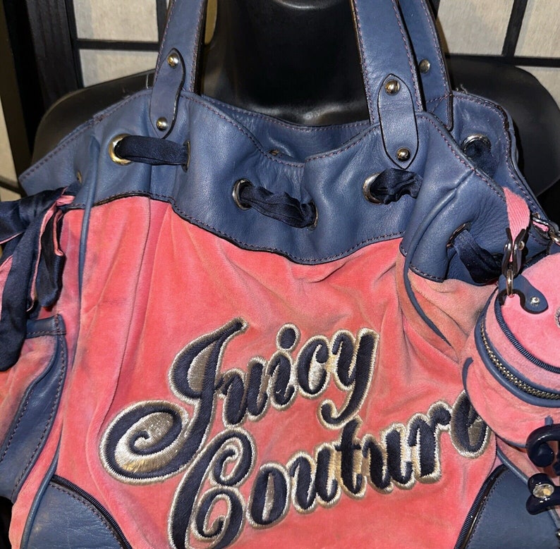 Juicy Couture Pink Blue Daydreamer Velure Shoulder Bag Coin Purse Vintage Y2K image 2