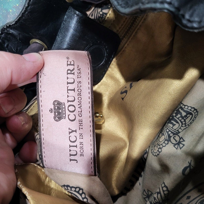 Vintage Y2K sappige Couture velours tas fluwelen portemonnee Daydreamer Scottie Dog zwart afbeelding 7
