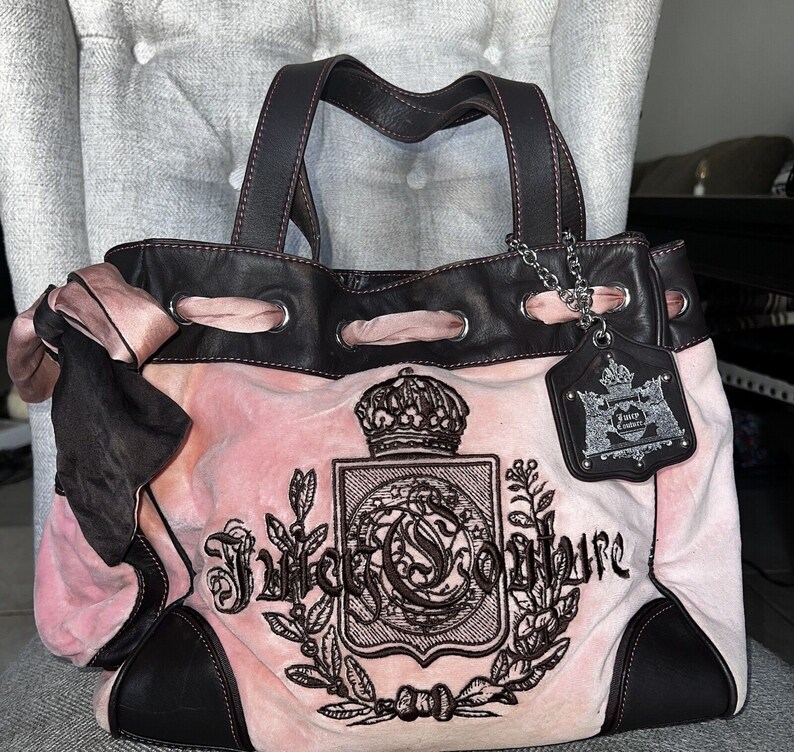 Vintage Juicy Couture BOLSA de terciopelo ROSA Y2K Barbiecore imagen 1