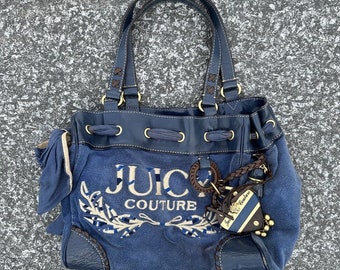 Vintage Y2K Juicy Couture Scottie Daydreamer azul marino terciopelo encanto bolso bolso