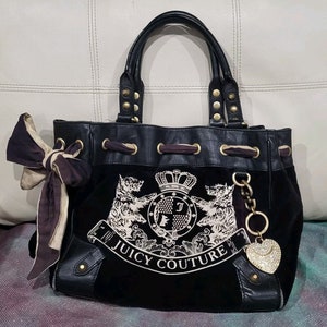 Vintage Y2K Juicy Couture Velour Bag Velvet Purse Daydreamer Scottie Dog Black image 1