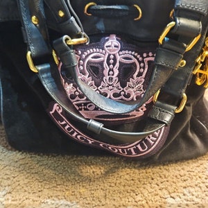 Juicy Couture Daydreamer Vintage Y2K Black Velour Crown Bag With Wallet image 2