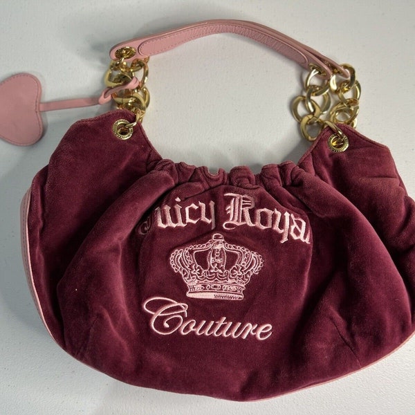 Vintage Pink Royal Juicy Couture Bag Purse Handbag Satchel Y2K Velor