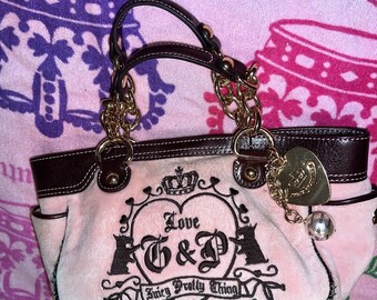 Borsa vintage rara Y2K marrone rosa Juicy Couture Borsa Juicy Pretty Thing