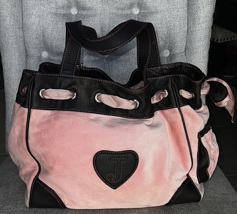 Vintage Juicy Couture BOLSA de terciopelo ROSA Y2K Barbiecore imagen 2