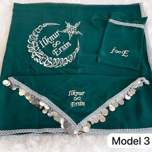 Embroidered customizable groom&#39;s henna cover set, Bräutigam Schultertuch Umhang mit Handschuh -Nakışlı Damat Omuz Örtüsü Eldiven & Mendil