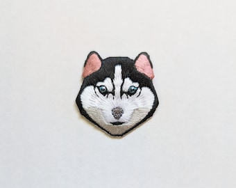 Siberian Husky Dog Patch: Embroidered Puppy Badge - Iron-On / Sew-On Applique for Jackets, Backpacks. Pet Lovers, DIY Projects