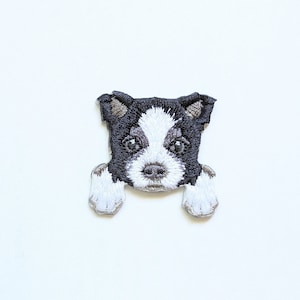 Playful Border Collie Dog Patch: Embroidered Puppy Badge Iron-On / Sew-On Applique for Jackets, Backpacks. Pet Lovers, DIY Projects, Sewing