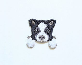 Playful Border Collie Dog Patch: Embroidered Puppy Badge Iron-On / Sew-On Applique for Jackets, Backpacks. Pet Lovers, DIY Projects, Sewing