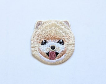 SALE* Cheerful Beige Pomeranian Dog Patch: Embroidered Puppy Badge - Iron-On / Sew-On Applique for Jackets, Backpacks. Pet Lovers, DIY