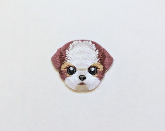 SALE* Cute Brown Shih-Tzu Dog: Puppy Embroidered Woven Patch / Badge Iron-On / Sew-On Applique for Jacket, Backpack. Pet Lover, DIY Project