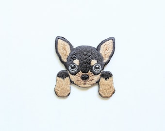 SALE* Chihuahua Dog Patch: Embroidered Puppy Badge Iron-On/ Sew-On Applique for Clothing, Backpacks, Accessories. Pet Lovers, DIY Projects