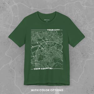 Camiseta personalizada com mapa da cidade | Camiseta personalizada com localização | Camiseta com mapa de rua urbano | Camiseta com coordenadas | Presente de viagem exclusivo | Vestuário para amantes da cidade